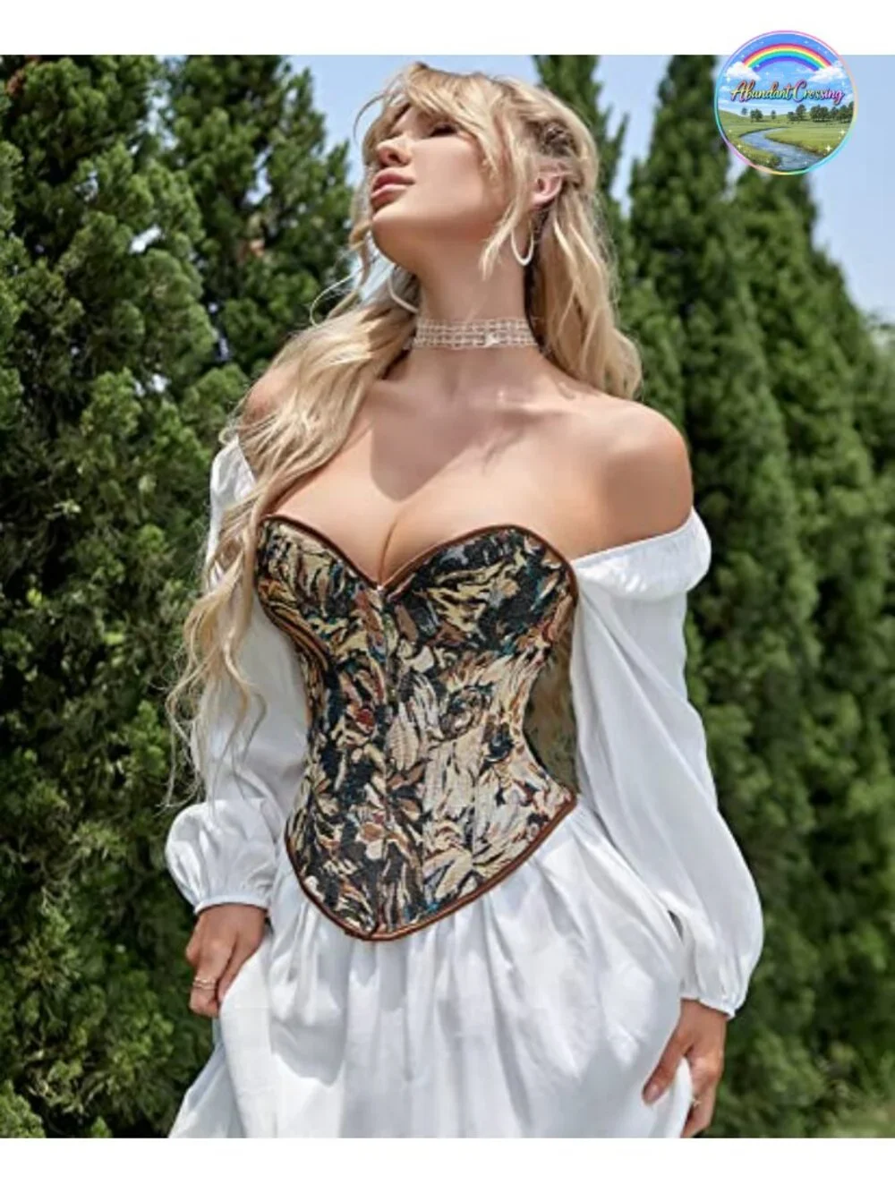 Vintage Floral Corset Bustier Overbust Lace Up Waist Training Top